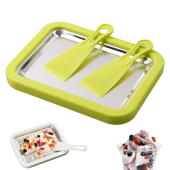Rolled Ice Cream Maker, At-Home Rolled Ice Cream Machine with Instant Freeze Tray & 2 Scrapers,DIY Fun Family Activity Instant Ice Cream Maker for Yogurt, Sorbet (Green)