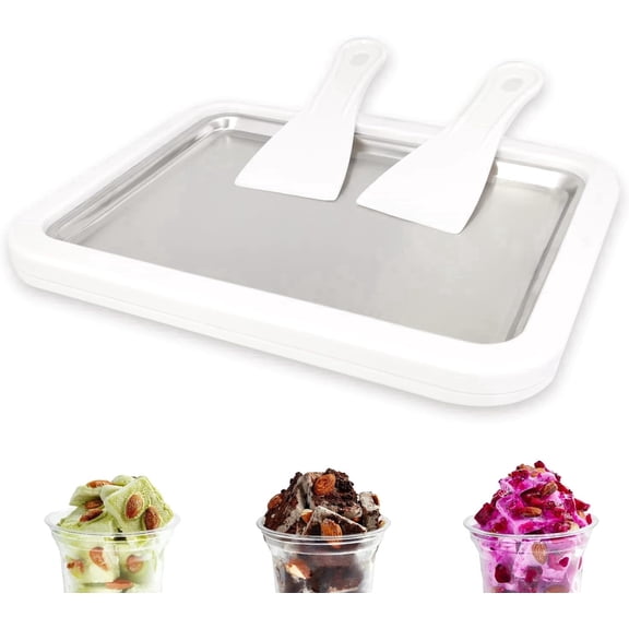 Rolled Ice Cream Maker, Instant Ice Cream Maker, 2 Spatulas, Frozen Yoghurt Plate, Homemade DIY, Fun Parent-Child Activities Families, Instant Gelato Pan/Roll