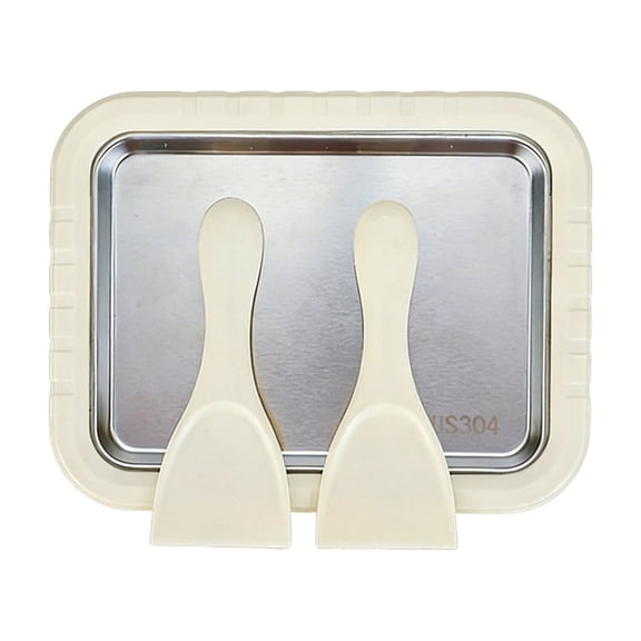 Rolled Ice Cream Maker, Instant Ice Cream Maker Kit Instant With 2 Scrapers DIY Stainless Steel Homemade Iced Tray, Instant Gelato Pan/Roll, Homemade DIY for Fun Families Activities (Beige)