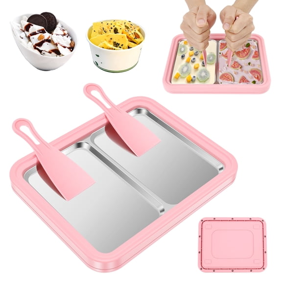 Rolled Ice Cream Maker Instant Ice Cream Maker with 2 Scrapers Homemade DIY for Fun Parent-Child Activities Families