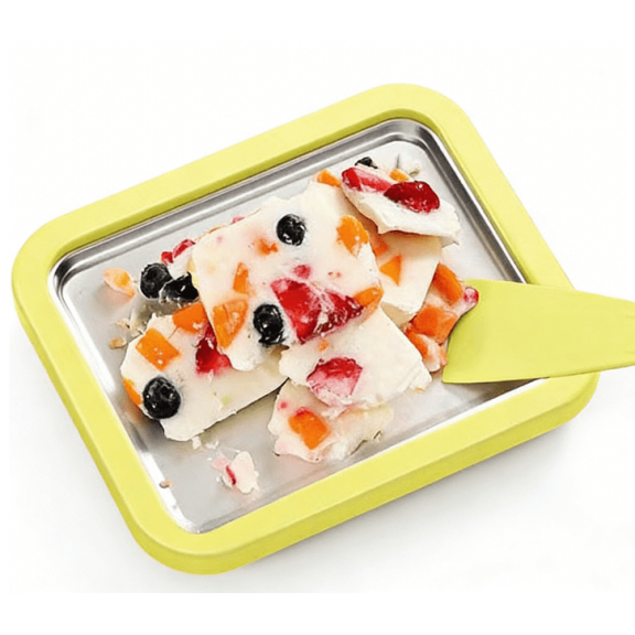 Rolled Ice Cream Maker Kit 2026, At-Home Stainless Steel Instant Freeze Pan with 2 Scrapers, DIY Rolled Ice Cream Tray for Homemade Desserts, Family Fun Kitchen Activity for Kids and Adults