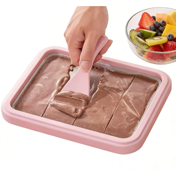 Rolled Ice Cream Maker Kit 2026, At-Home Stainless Steel Instant Freeze Pan with 2 Scrapers, DIY Rolled Ice Cream Tray for Homemade Desserts, Family Fun Kitchen Activity for Kids and Adults