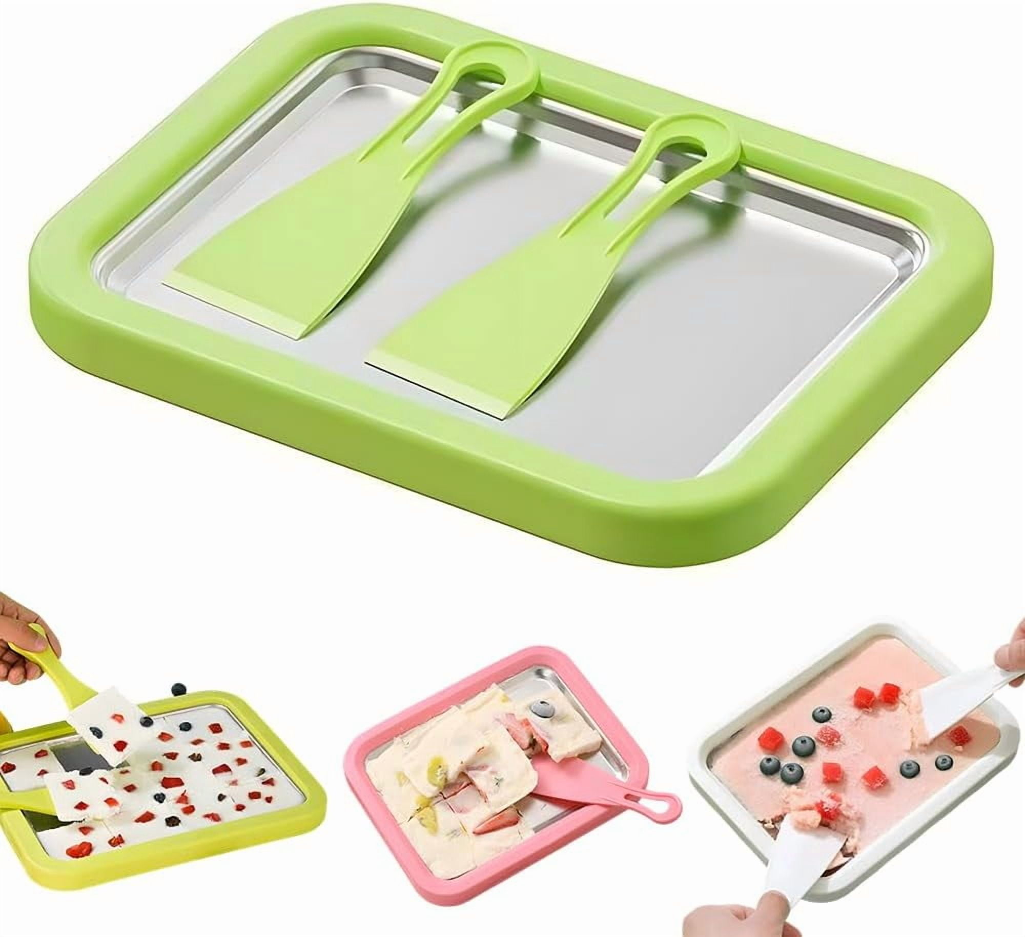 Rolled Ice Cream Maker Kit, 2026 New At-Home Stainless Steel Instant Freeze Plate with 2 Scrapers, DIY Rolled Ice Cream Tray, Perfect for Family Fun, Easy Homemade Desserts