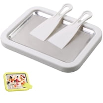 Rolled Ice Cream Maker Kit, At-Home Instant Freeze Plate with 2 Scrapers, DIY Homemade Ice Cream tray, Yogurt, Sorbet, Fun Family Activity for Kids, Food-Grade Stainless Steel
