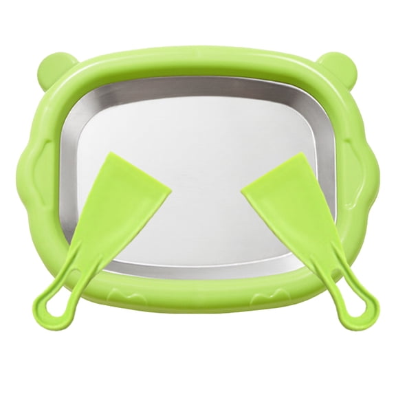 Rolled Ice Cream Maker Kit, Food Grade Stainless Steel Frozen Dessert Maker, At-Home Rolled Ice Cream Machine with Instant Freeze Tray & 2 Scrapers, DIY Rolled Ice Cream Tray(Green,8.4x6.3")