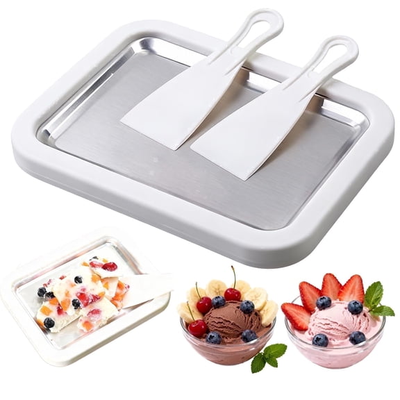 Rolled Ice Cream Maker, Instant Ice Cream Machine with 2 Scrapers, 304 Stainless Steel Freeze Plate for DIY Frozen Yogurt Sorbet, Fun Family Gift