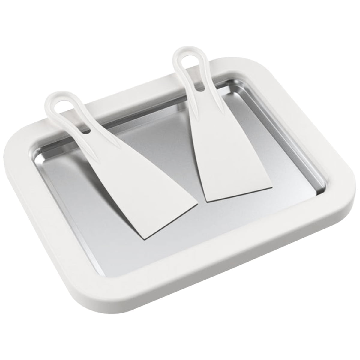 Rolled Ice Cream Maker Pan With 2 Scrapers Cold Sweet Fried Food Plate Frozen Yogurt Gelato DIY (white )