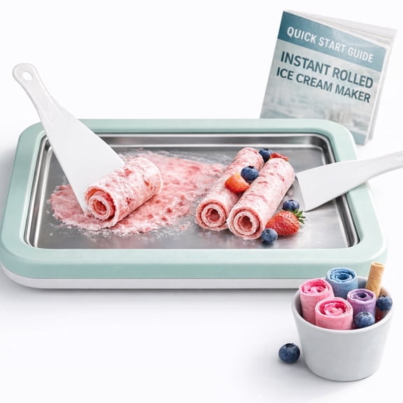 Rolled Ice Cream Maker with Quick Start Guide - DIY Instant Ice Cream Tray Kit, 2 Scrapers for Manual Homemade Ice Cream Rolls, Frozen Yogurt, Sorbets & Slushies, No Electricity Needed(green)