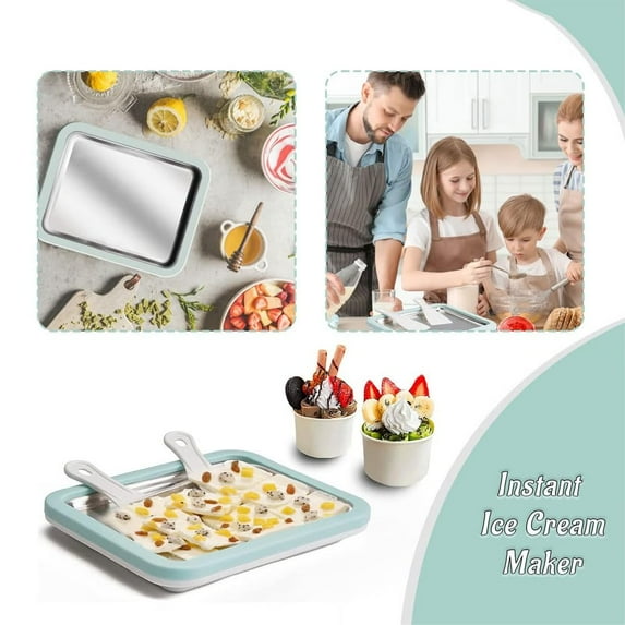 Rolled Ice Cream Maker, Rolled Ice Cream Kit, Rolled Ice Cream Tray, Instant DIY At-Home Set With Scrapers for Fun Family Activities and Yogurt Sorbet Frozen Dessert Moments, AKLJWH