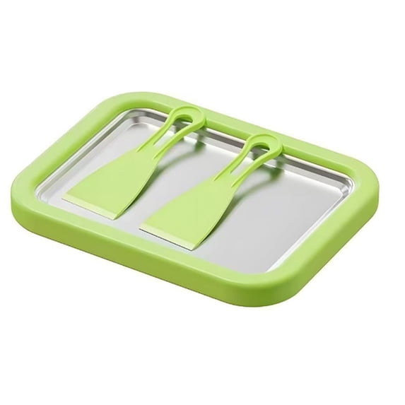 Rolled Ice Cream Maker, Rolled Ice Cream Tray, Ice Cream Maker Kit, At-Home Rolled Ice Cream Machine with 2 Spatula for Home or Camping Use,Green