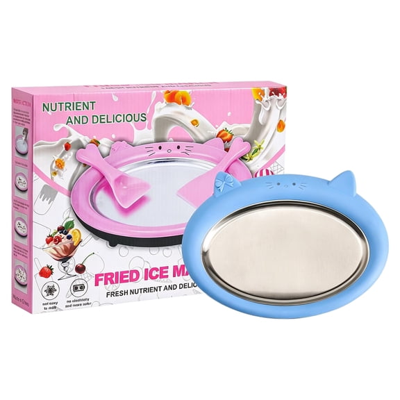 Rolled Ice Cream Tray, Instant Ice Cream Maker With Stainless Steel Cold Plate, No-Electric Frozen Dessert Pan Set With Lid And 2 Spatulas, Home DIY Ice Cream And Yogurt Rolls