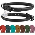 Rolled Leather Dog Collar Soft Round Collars, Id Tag For Small Medium