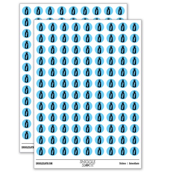 Rolled Message In A Bottle Secret 200+ Round Stickers - Gloss Finish - 0.50" Size - Light Blue