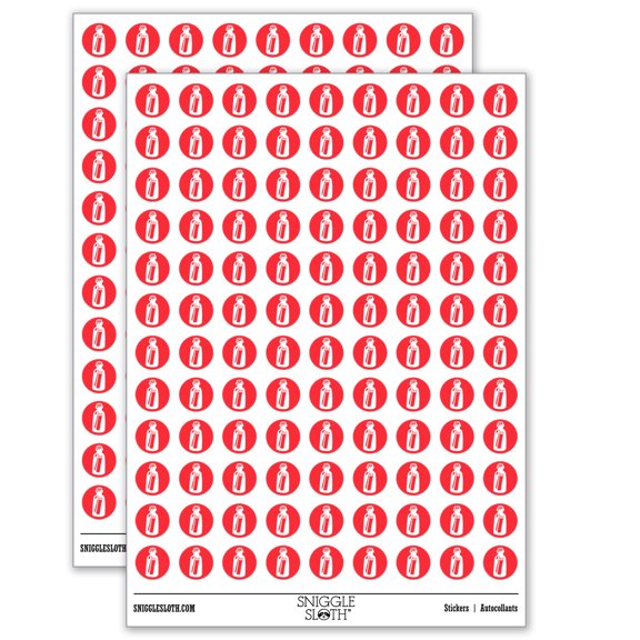 Rolled Message In A Bottle Secret 200+ Round Stickers - Matte Finish - 0.50" Size - Red