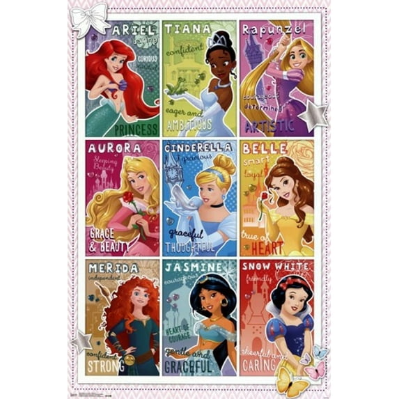 Rolled Poster Disney Princess Grid 2014 24" x 36" Framed Poster