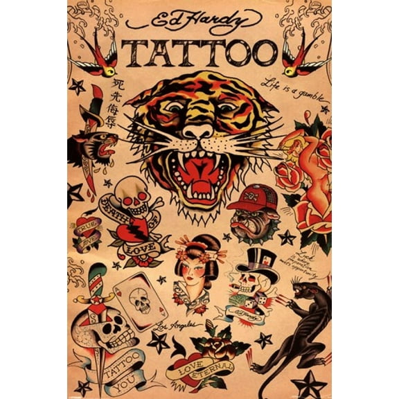 Rolled Poster Ed Hardy Tattoo Collage 24" x 36" Poster