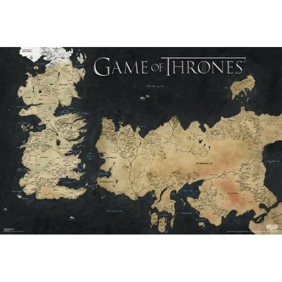 Rolled Poster Game of Thrones Map 36" x 24" Framed Poster