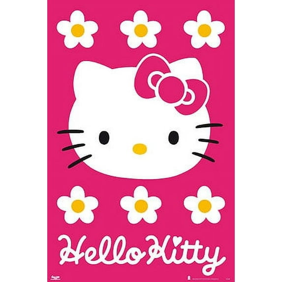 Rolled Poster Hello Kitty Pink Background 24" x 36" Framed Poster