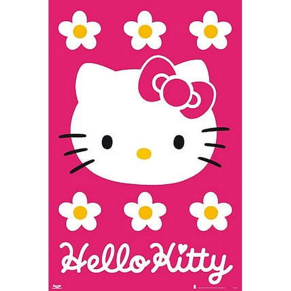 Rolled Poster Hello Kitty Pink Background 24" x 36" Framed Poster