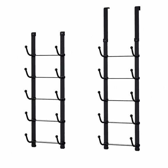 Rolled Towel Racks for Bathroom - 6-Tier Over The Door & Wall Mounted Bathroom Towel Storage, Hanging Metal Organizer for Towels & Bath Sheets, Space Saving Rack for Bathroom, Camper, RV, Black