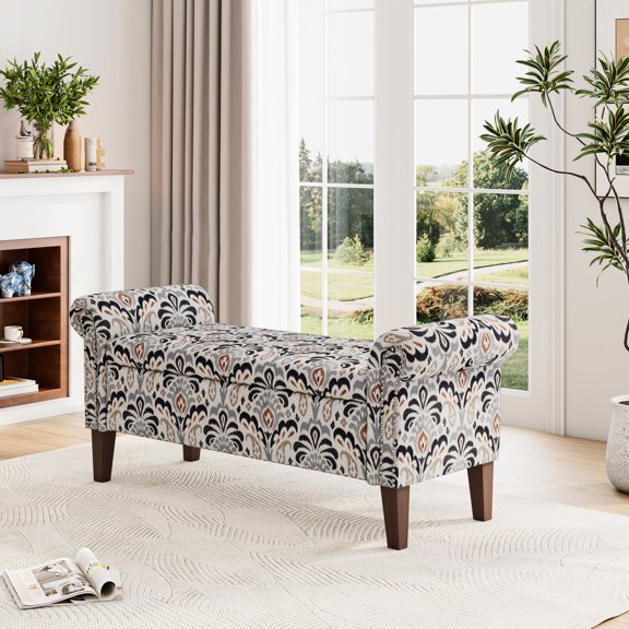 Rolled arm design, nailhead trim feature - Stylish storage solution for entryways