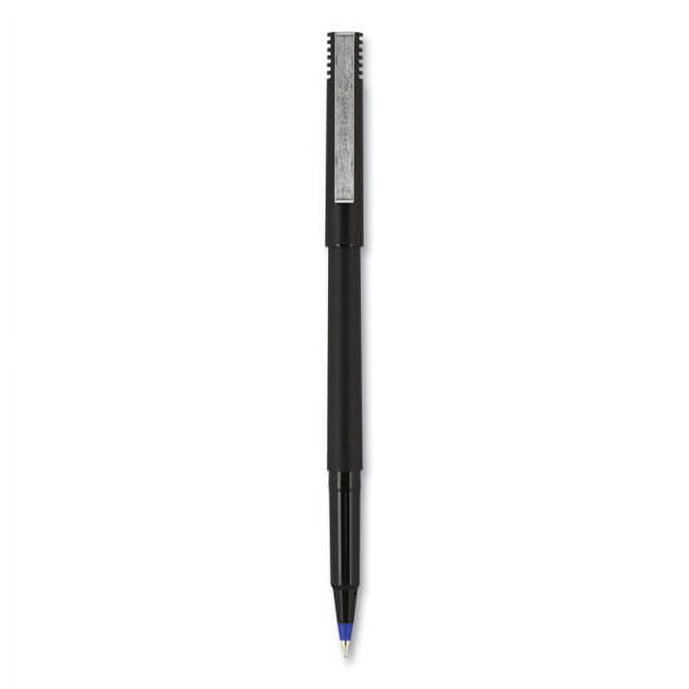Roller Ball Pen, Stick, Micro 0.5 Mm, Blue Ink, Black Matte Barrel, Dozen | Bundle of 2 Dozen