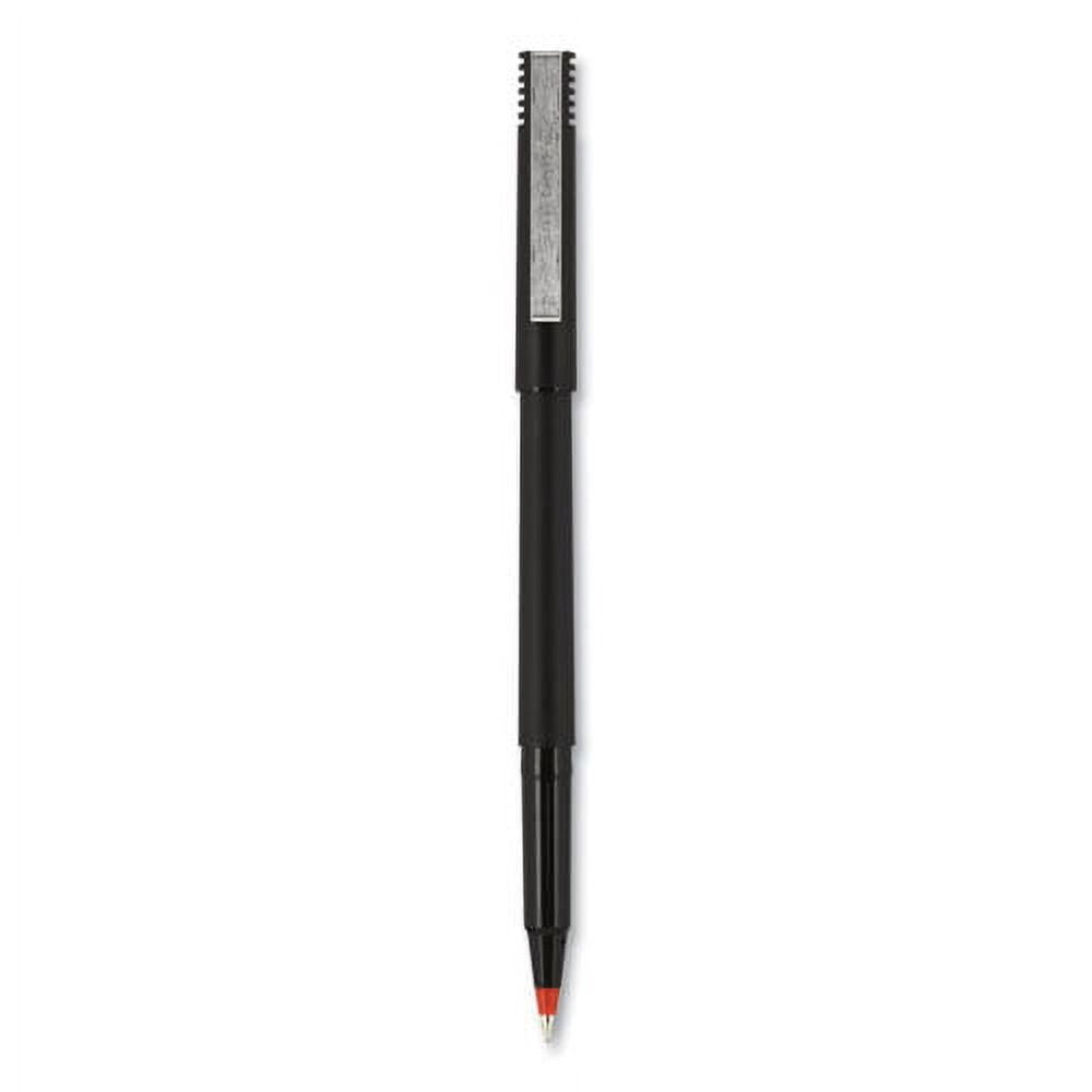 Roller Ball Pen, Stick, Micro 0.5 Mm, Red Ink, Black Matte Barrel, Dozen | Bundle of 2 Dozen
