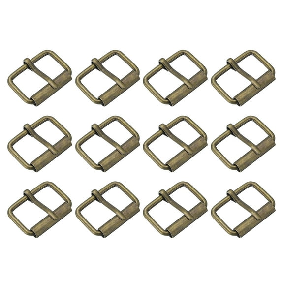 Roller Buckles, 12 Pack 25x16mm 3mm Thick Metal Belt Pin Buckle, Bronze Tone