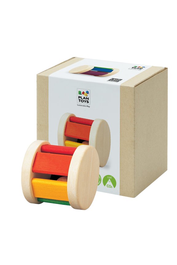 Wooden Roller Rattle Toy for Babies | Montessori Baby Sensory Toy with Gentle Sound | Eco-Friendly Crawling & Motor Skill Toys for Infants
