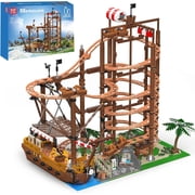 Roller Coaster Amusement Park Building Set, Fairground Theme Park Kit with Rollercoaster & Pirate Ship, Ideal Gift Model Building Kit for Adults 2174 Pieces