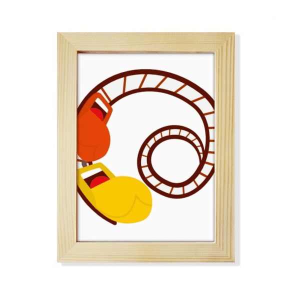 Roller Coaster Amusement Park Illustration Desktop Adorn Photo Frame Display Art Painting Wooden
