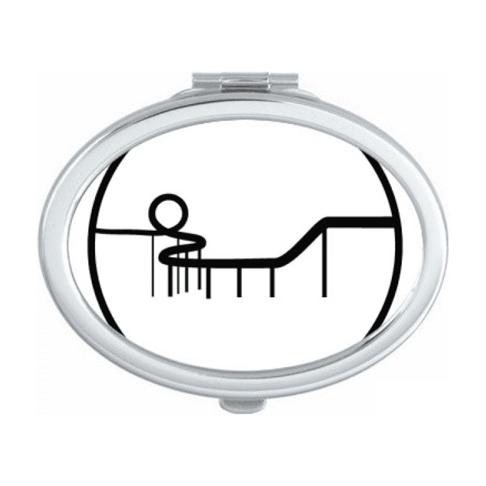 Roller Coaster Amusement Park Outline Oval Mirror Portable Fold Hand