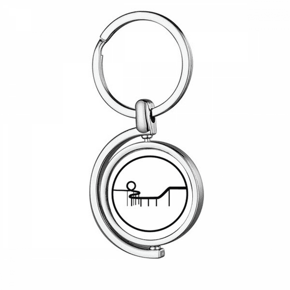 Roller Coaster Amusement Park Outline Rotating Keychain Metal Keyring Holder