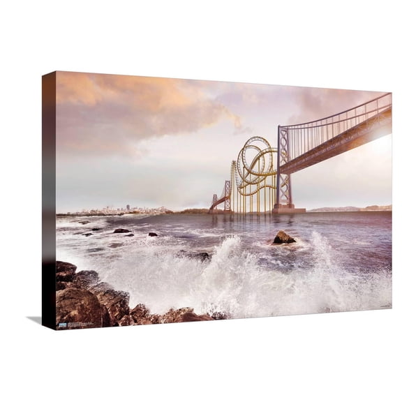 Roller Coaster Bridge Canvas Wall Poster, 14.725" x 22.375"