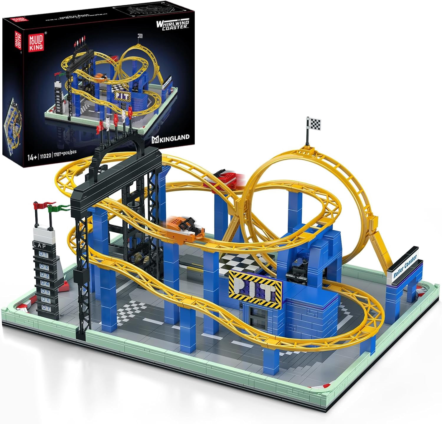 Roller Coaster Building Set, Large Amusement Park Coaster Model Kit with Motors, Whirlwind Coaster Creative Gift for Adults, STEM(1707 PCS)
