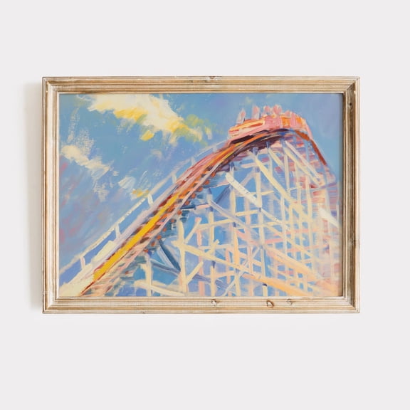 Roller Coaster Colorful Theme Park Poster Unframed Paper Print