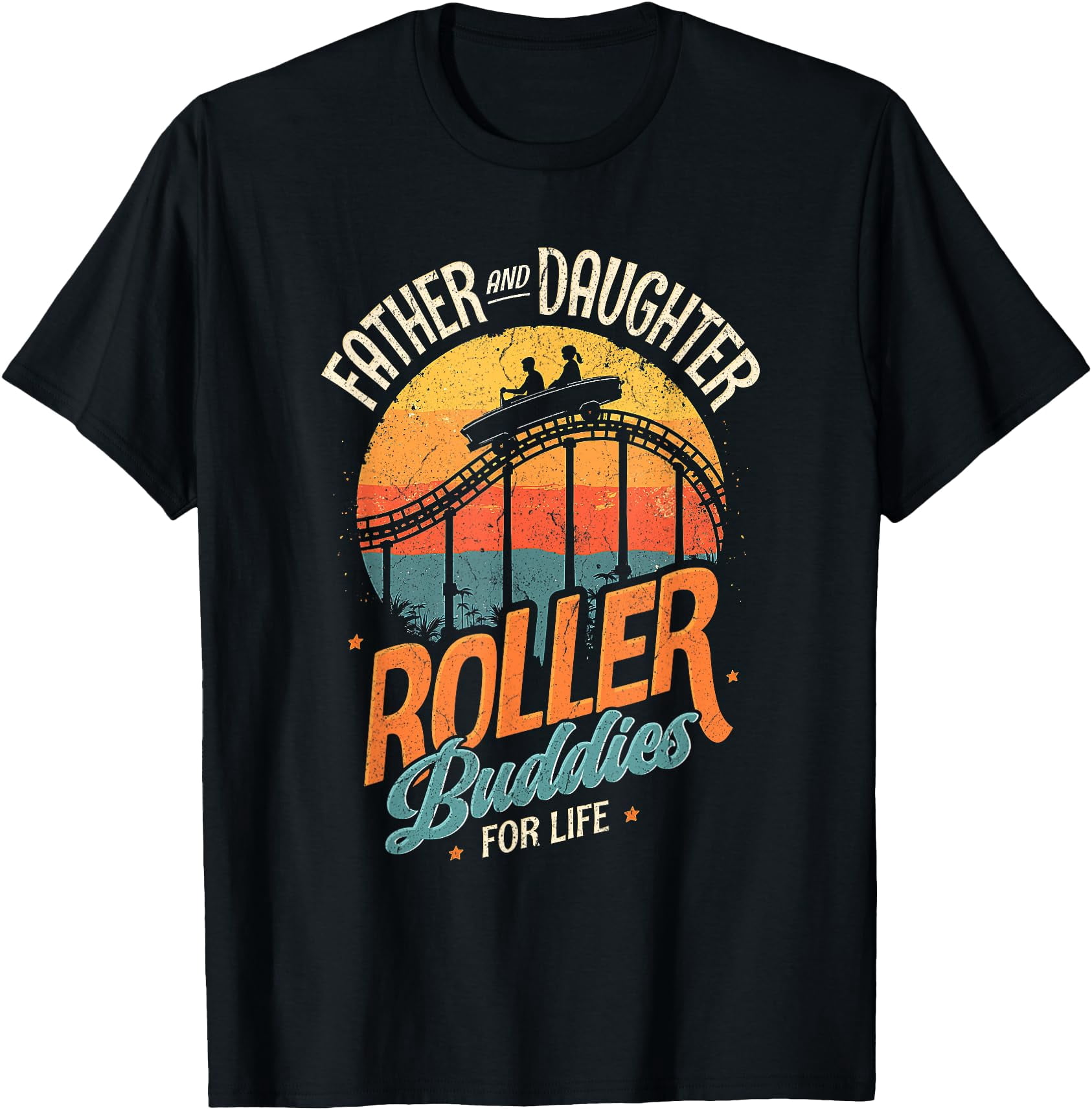 Roler Coaster Candy Roller Coaster Father Dad Daughter Retro Vintage Fathers Day T-Shirt ...