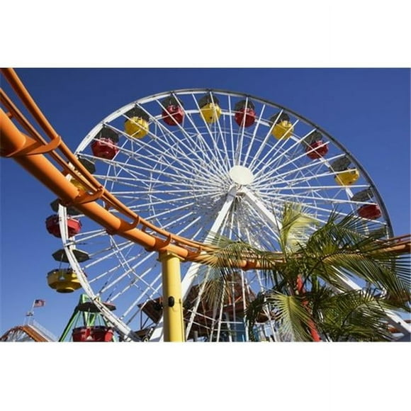 Roller Coaster & Ferris Wheel Pacific Park - Santa Monica California United States of America Poster Print by Richard Maschmeyer - 38 x 24 - Large