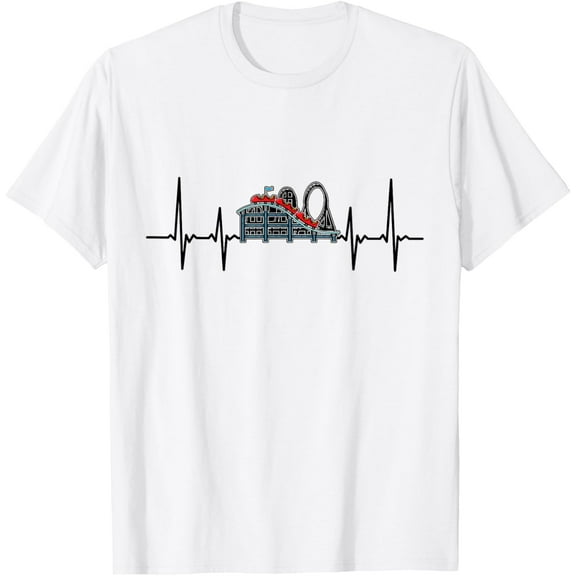 Roller Coaster Heartbeat T-ShirtMen and women, White T-shirt, size: Extra large