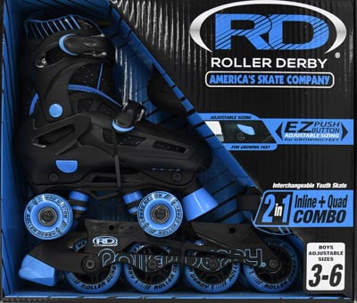 Roller Derby Boys 2n1 Inline Skates, M Sz 3-6