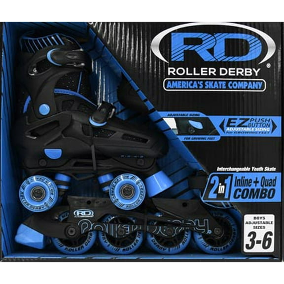 Roller Derby Boys 2n1 Inline Skates, M Sz 3-6