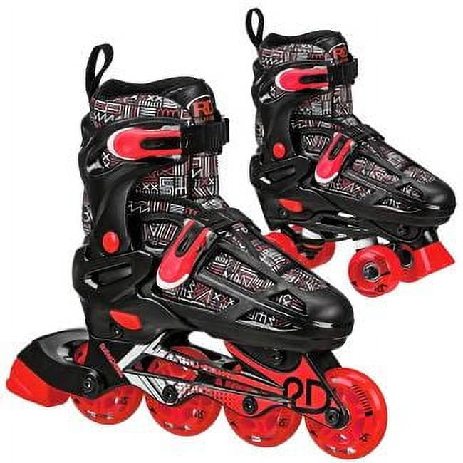 Roller Derby Caspian Kids Adjustable Inline Quad Combo Skates Black 3 6