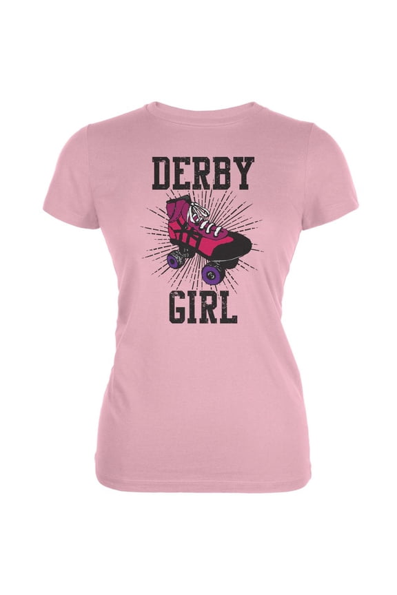 Roller Derby Derby Girl Pink Juniors Soft T-Shirt - Small