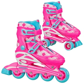 Roller Derby Girl's 2-in-1 Roller and Inline Skates Size 3-6 Gingham