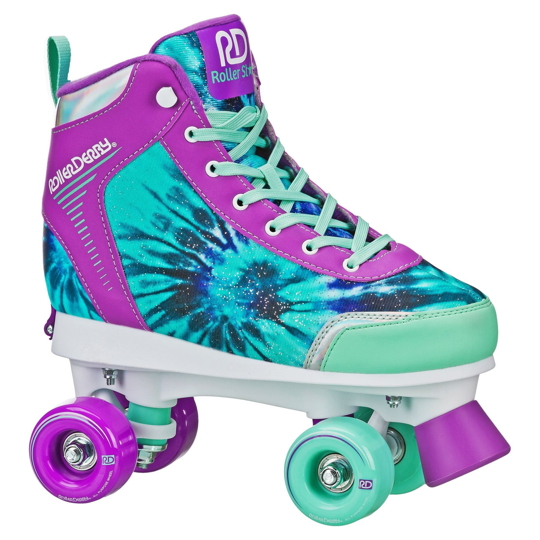 Roller Derby Girl's Adjustable Quad Star Roller Skate, Tie Dye Size Medium (3-6)