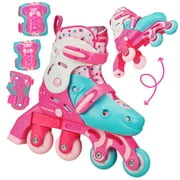 Roller Derby Girl's Switch 2-in-1 Combo Adjustable Size Medium (13-3) Dots with Protective