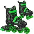thumbnail image 1 of Roller Derby Kids Inline-Quad Combo Skates, Black/Green, Sizes 2–12, 1 of 2
