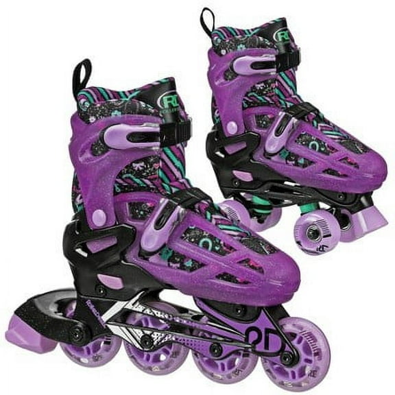 Roller Derby Lomond Girls Adjustable Inline-Quad Combo Skates Size 3-6 - Black