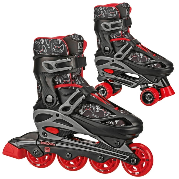 Roller Derby Sprinter Boy's 2n1 Adjustable Quad and Inline Skate Combo Gamer, Size 3-6