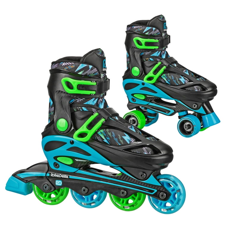 Roller Derby Sprinter Boy's 2n1 Adjustable Quad and Inline Skate Combo Size 3-6 - Walmart.com